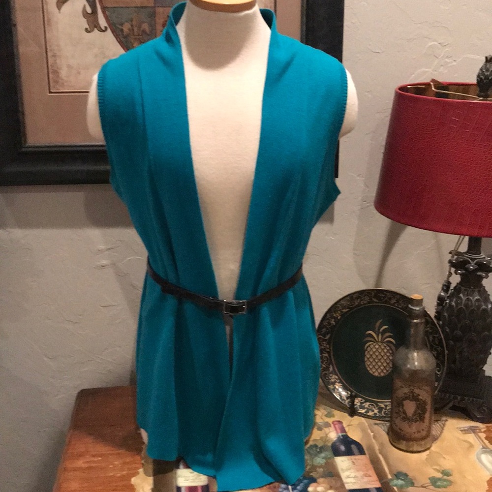 Peter Nygard Sweater vest with belt.